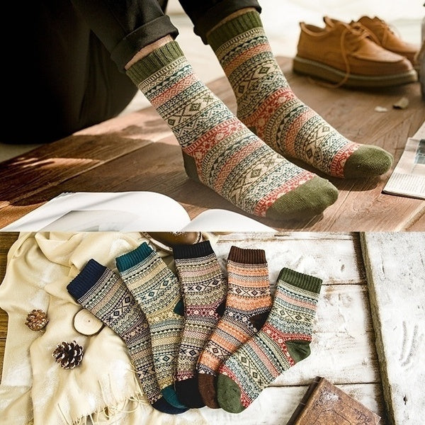 5 Pairs of Comfortable Casual Winter Thick Wool Men's and Women's Socks Cashmere Soft Home Socks []