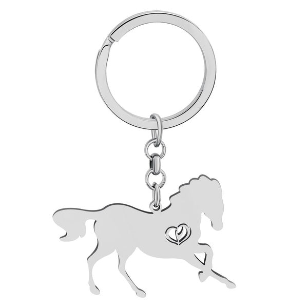Stainless Steel Silver-Plated Horse Keychains Novelty Funny Car Key Wallet Backpacks Charms Gifts for Women Girls Kids Party Favors