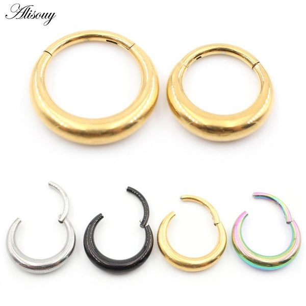 Alisouy 1PC Acier Inoxydable Rond Cercle Charnière Nez Anneau Daith Oreille Cerceau Captif Tragus Cartilage Helix Boucle D'oreille Piercing Bijoux