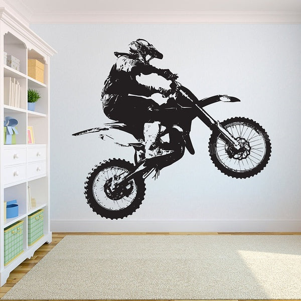 For Boy Wall Decal Motorcross Free style Dirt Bike Sticker Bedroom Decor Posters Sport Dirt Bike Motorcycle Vinyl Stickers