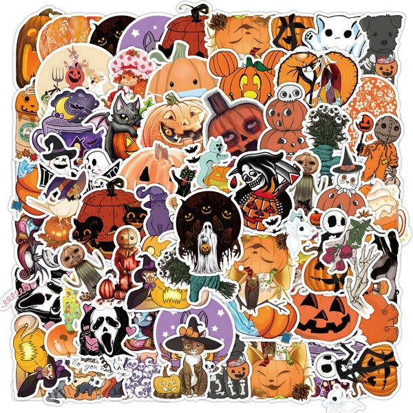 10-52pcs Creative Halloween stikcers Trick Pumpkin Graffiti Sticker for Laptop Luggage Car Guitar Cool Stickers