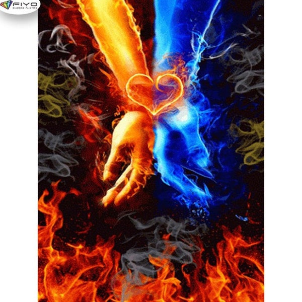 FIYO Hands DIY 5D Diamond Painting Full Drill with Number Kits Home and Kitchen Fashion Mosaic Diamond Painting Canvas Wall Decoration Gift Crafts fo