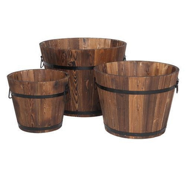 3 Pcs Wooden Plant Flower Pot Succulent Planter Flowerpot Home Decoration(without Plant)