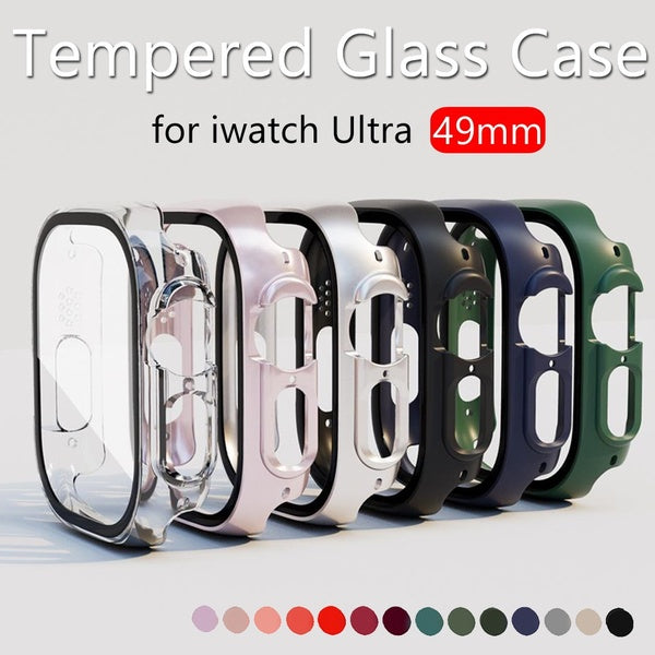 Glass+case for Apple Watch Ultra 49mm smartwatch PC Screen Protector Bumper Tempered case cover Accessories for iwatch series Ultra