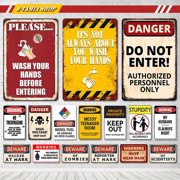 Warning "Do Not Enter" Vintage Tin Sign Retro Metal Plaque for Cafe Pub House Outdoor Courtyard Store Wall Decor