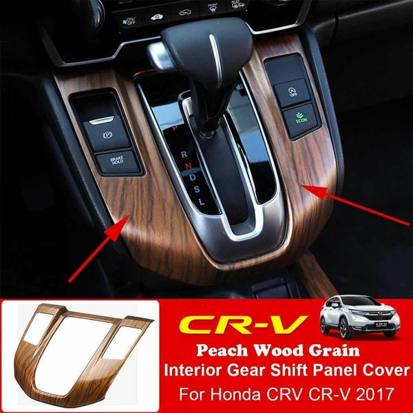 Garniture de couvercle de panneau de changement de vitesse de levier de levier intérieur en Grain de bois de pêche pour Honda CRV CR-V 2017 2018 2019