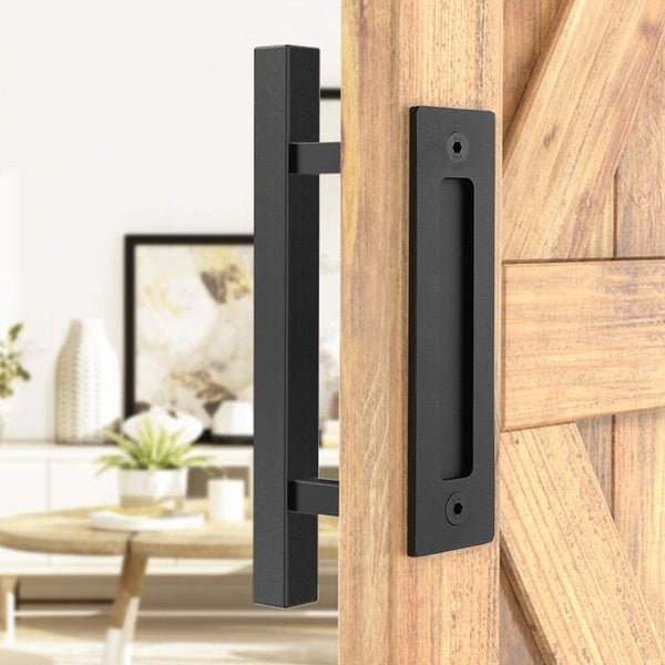 NED 12 pouces poignée de porte de grange coulissante tirer ensemble de quincaillerie affleurante pour armoire poignée de porte en bois porte intérieu