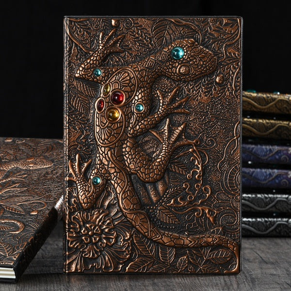 Cahier de journal de personnalité rétro 3D Gecko Geckogem Stone Journal Notebook Vintage Diary Book Gift