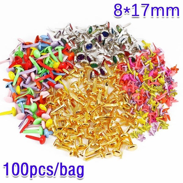 100pcs-Bag Round Metal Brads Double-pin Decoration DIY Scrapbooking Crafts Accessories for Home Decor Embellishment Fastener Supplies