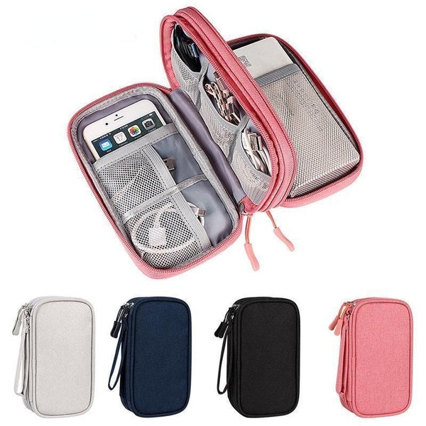 Portable Storage Bag Wires Charger Data Cable Storage Bag Gadget Power Bank Bag Organizer Travel Accessories (19*11*5.5cm)