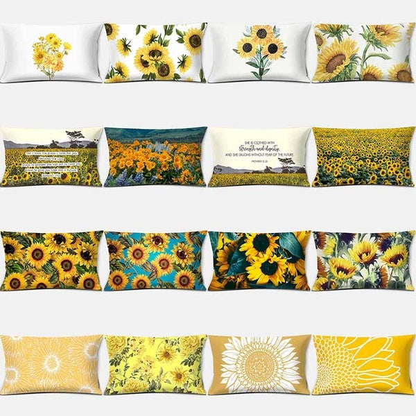 Beautiful sunflower rectangular pillowcase home decoration car sofa cushion cover（30cm*50cm）