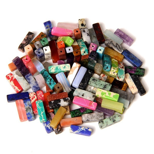 Natural Square Tube Beads 4x13mm Spacer Beads Amethyst Lapis Lazuli Amazonite Spacer Beads for Jewelry Making DIY Pendant Bracelet