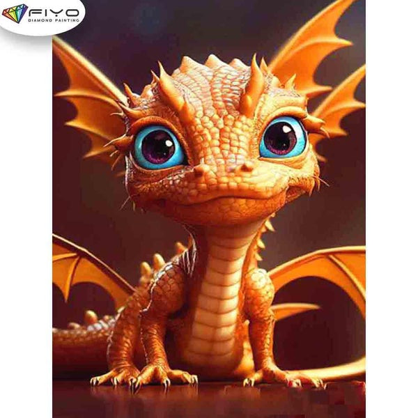 FIYO Lovely Little Dragon Diamond Painting Kits For Adults DIY 5D Diamond Mosaic Diamond Painting Home and Kitchen Fashion Canvas Pictures Wall Decor