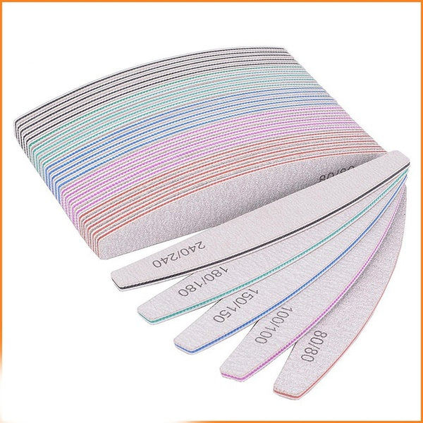 10-5-15-3PCS Professional Nail File Sandpaper Strong Thick Nail Files Buffer for Manicure Sanding Half Moon Lime Nail Art Nails Polish Tool 80-100-15