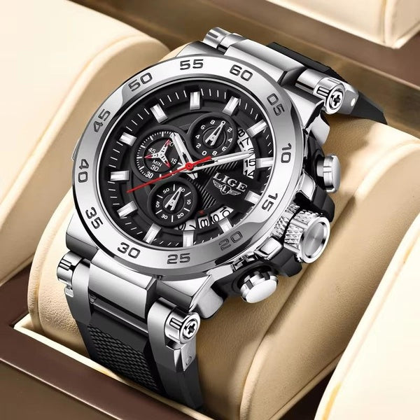 LIGE Sports Homme Montre-Bracelet Étanche Lumineux Date Quartz Hommes Montre Grand Cadran Silicone Montres pour Hommes Mâle Horloge Reloj Hombre