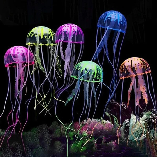 Artificial jellyfish Fluorescent Transparent Floating Simulated Jellyfish Landscape aquarium decoration fish tank accessories
