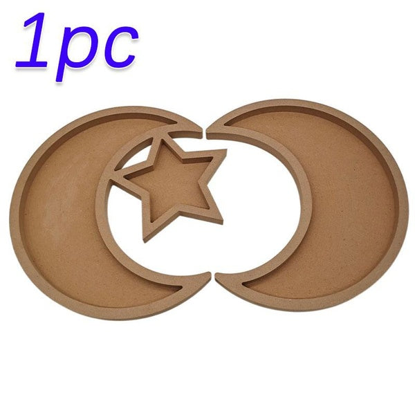 1pc Wooden Handicraft Ornaments Moon Star Shape Wood Decoration Craft Gifts