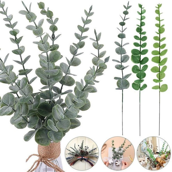 1-25PCS Eucalyptus Stems,artificial Eucalyptus Plants Bulk,artificial Green Stems for Floral Arrangement,plastic Fake Leaves Branches for Filler Home