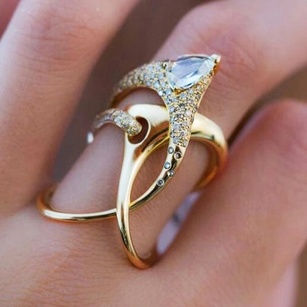 Luxury Irregular Magical Witch Ring Super Cool Accessories Gadget Gold Color Twist Winding Women Jewelry Personality Rings Size 5-11