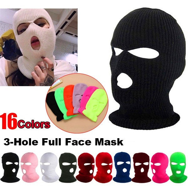 Fashion 3-Hole Knitted Full Face Cover Ski Mask, Winter Balaclava Warm Knit Full Face Mask for Outdoor Sports