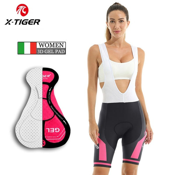 X-Tiger Cycling Bib Shorts Women Tights Bicycle Pants Quick Drying Breathable Bike Bibs Shorts With Gel Padded