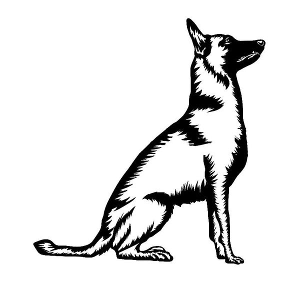 2pcs, Sitting Belgian Malinois Night Reflective Stickers Vinyl Decal Car Window Sticker