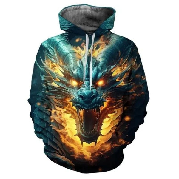 Dragon 3D Printed Long Sleeve Men's Casual Hoodie