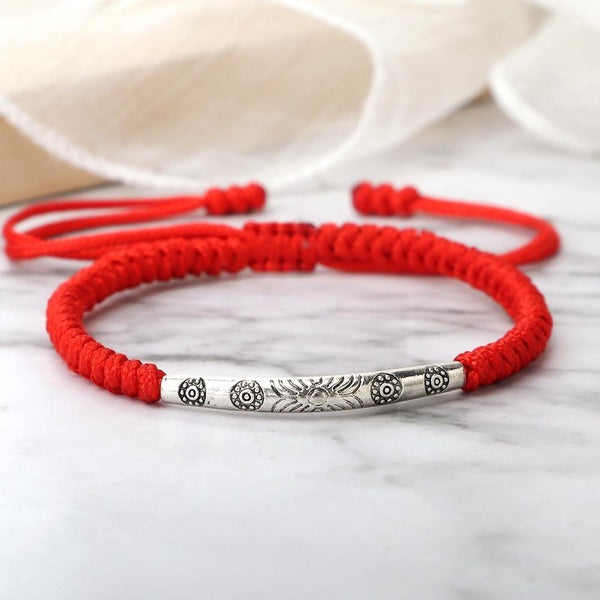 Classique argent couleur Long Tube Bracelet hommes rouge noir fil chaîne tressée corde chaîne Bracelets femmes Couple réglable bijoux
