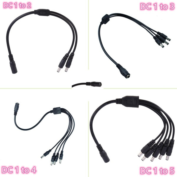 1-10pcs 1 DC Female To 2-3-4-5 Male Plug Power Cord Adapter DC Connector Cable Splitter LED Strip Lights CCTV Security Camera Connector DC Plug Gadge