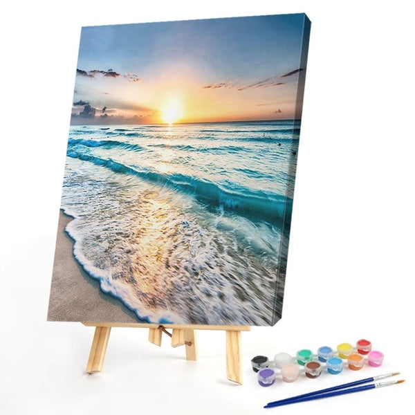 Paint By Numbers - Seaside FIYO Diy Oil Paint by Numbers Kits for Adults and Kids Beginner on Canvas Fashion Oil Painting Wall Art for Gift( No Frame