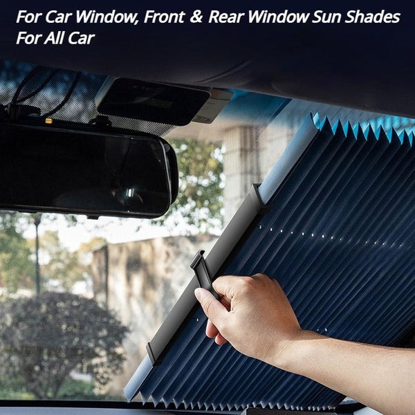 Car Windshield Sunshade Curtain Universal Car Front Rear Window Sun Shade with UV Protector for Car Window, Front ＆ Rear Window Sun Shades for All Ca