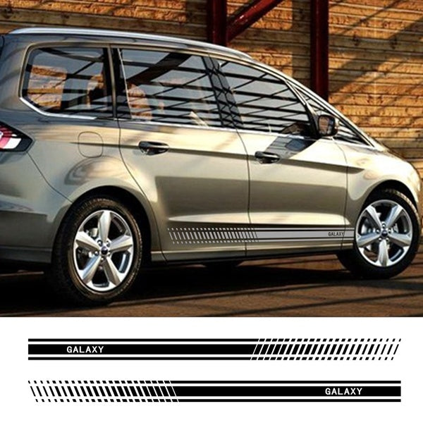 2PCS Auto Vinyl Film Styling Decoration Decals Car Long Side Stripes Stickers For Ford Galaxy Automobile Car Tuning Accessories