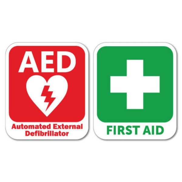 AED Defibrillator & First Aid Sticker Decal Safety Sign Car Vinyl