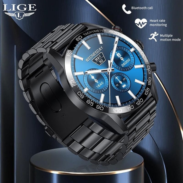 LIGE montre intelligente pour hommes montre d'affaires AMOLED HD écran Smartwatch Bluetooth appelant IP67 étanche Bracelet intelligent pleine touche