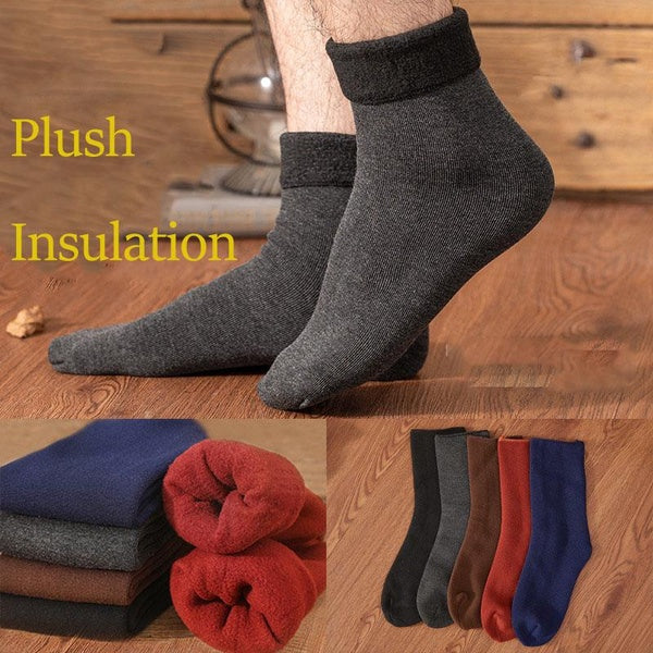 Winter Men's Super Thick Cotton Socks Solid Color Warm Comfortable Casual Business Socks Men's Thickened Wool Socks Autumn and Winter Warm Thick Sock