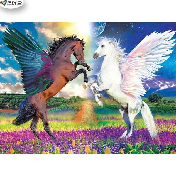 5D Diamond Painting Horse Diamond Embroidery Full Rhinestone Diy Mosaic Cross Stitch Kit Home Decor Gift(Full Round 15x25-20x30-30x40-40x50-50x70cm)(