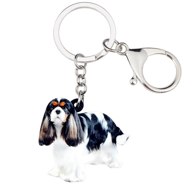 Acrylique Cavalier King Charles Spaniel Chien Porte-clés Porte-clés Sac À Main Animal Animaux Bijoux pour Femmes Adolescents Enfants Pendentif Charme