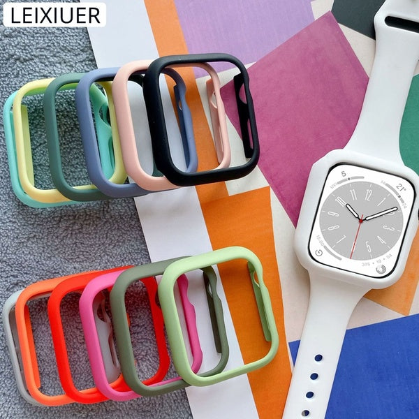 LEIXIUER PC Cover for Apple Watch Case 9 8 7 41mm 45mm SE 6 44mm 40mm 42mm 38mm Screen Protector Accessories case for iWatch series 5 4 3 2 1