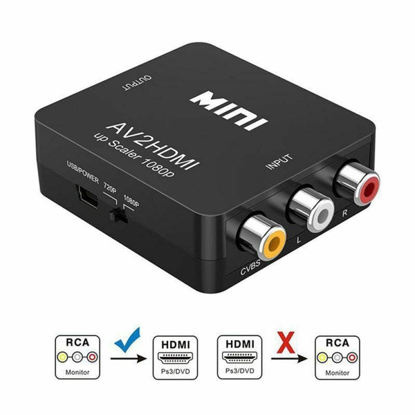 Convertisseur RCA AV vers HDMI Adaptateur HD 1080P AV2HDMI de haute qualité pour TV PS3 PS4 PC DVD Projecteur Xbox Convertisseur RCA vers HDMI