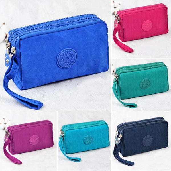 3 fermetures à glissière dame sacs à main femmes portefeuilles marque embrayage porte-monnaie cartes clés argent sacs toile court femme filles portef