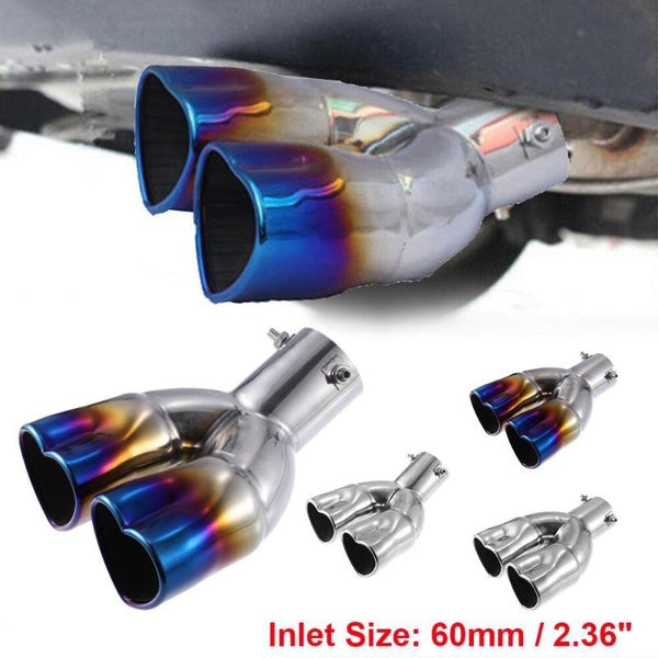 Car Dual Exhaust Tip Pipe Heart Shaped Applicable Diameter 2.36" Universal Exhaust Pipe Muffler Tip