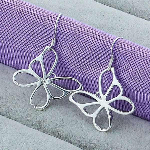 New Fashion 925 Silver Drop Earrings Clover Heart Earrings for Women - Girls Gift Jewellery, Butterfly Earrings wholesale