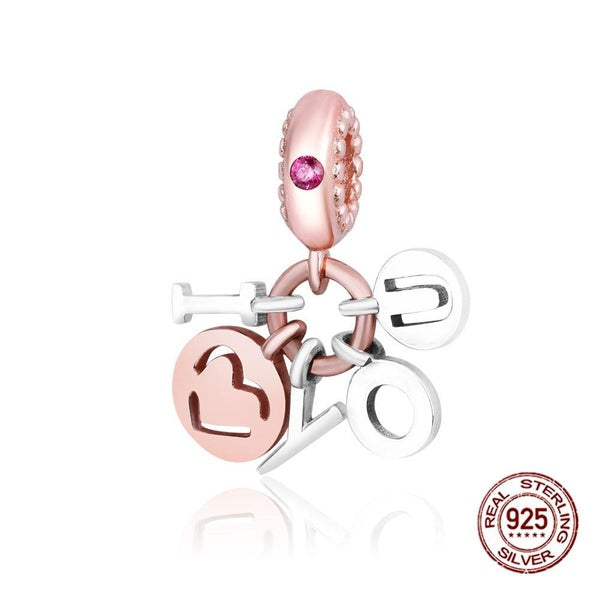 2023 Personnalité Je t'aime Dangle Charms Convient au bracelet à breloques européen original 925 en argent sterling bricolage perles bijoux berloque