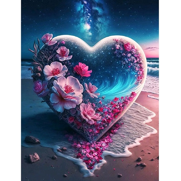 FIYO DIY 5D Hearts and Flowers Diamond Painting Full Drill with Number Kits Home and Kitchen Fashion Mosaic Diamond Painting Canvas Wall Decoration G