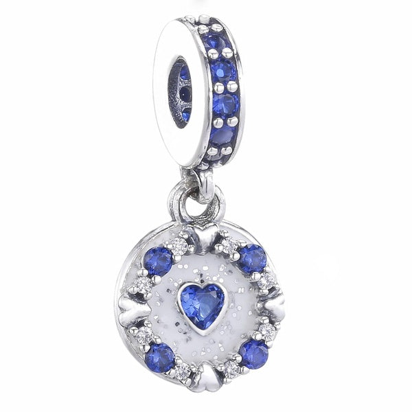 Perle de charme en forme de coeur bleu océan en argent sterling 925 pour bracelets et colliers européens de bijoux à bricoler soi-même