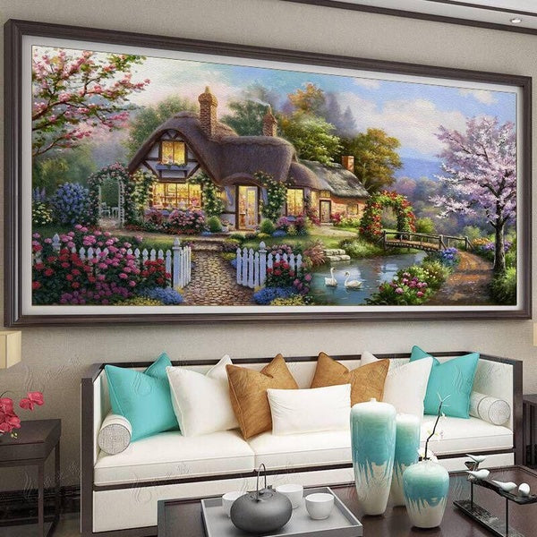 5D Diamond Paintings Dream Cottage Full Diamond Art Embroidery Gifts Large Living Room Office DIY Home Decor Diamond Cross Stitch Kits