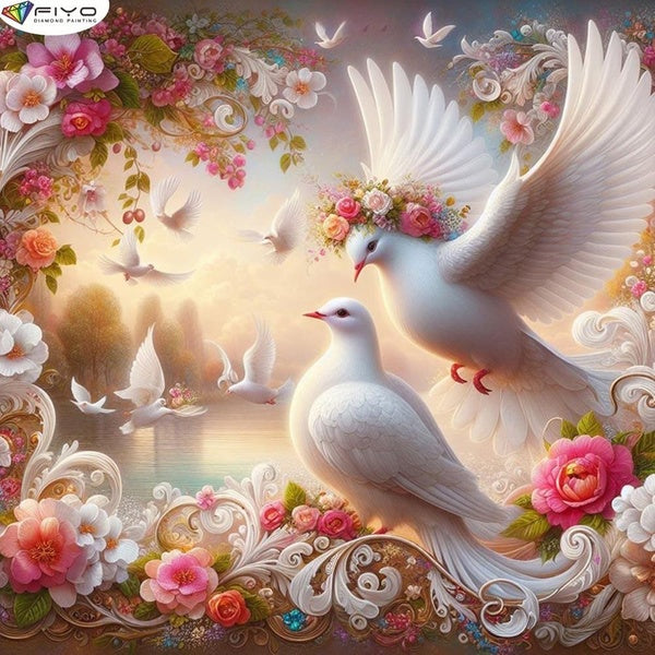 FIYO Pigeon DIY 5D Diamond Painting Full Drill with Number Kits Home and Kitchen Fashion Mosaic Diamond Painting Canvas Wall Decoration Gift Crafts f
