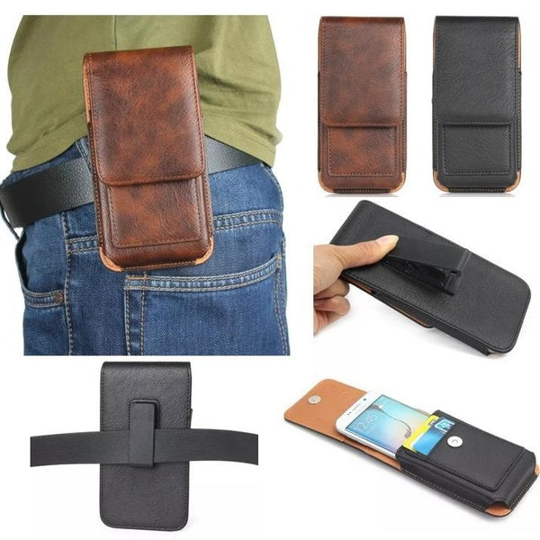 Phone Vertical Leather Case Pouch Cover Belt Clip Holster with Card Holder For iPhone 16 15 14 12 11 Pro Max XR XS 8 7 Plus Carrying Case Waist Pouch
