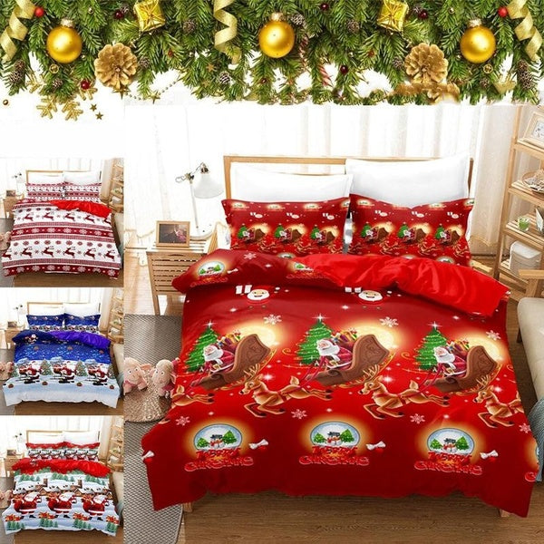 Christmas Printed Quilt Dust Cover Merry Christmas Home Textile Comforter Bedding Set Quilt Cover