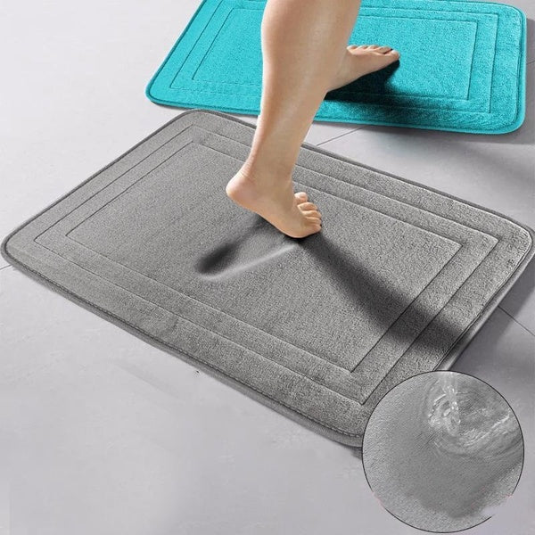 Bath Mat Memory Foam Bathroom Rugs Super Water Absorbent Toilet Floor Mat Soft Non-slip Coral Fleece Bath Mats for Bathroom Carpet Machine Washable B